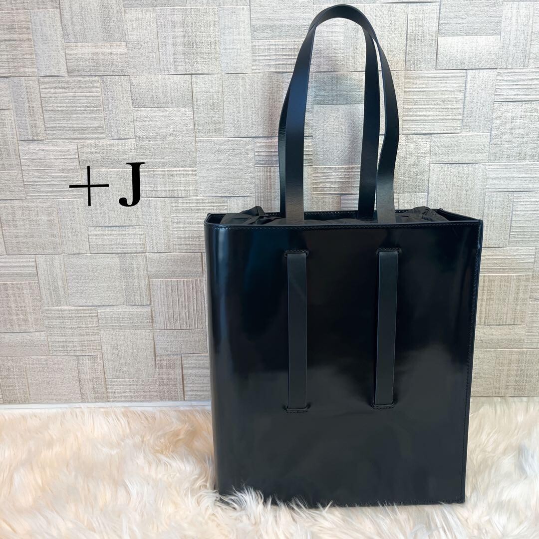 NEW Uniqlo +J Jil Sander Tote Bag Leather Black 30×34cm/11.8″×13.3″ Authentic JP