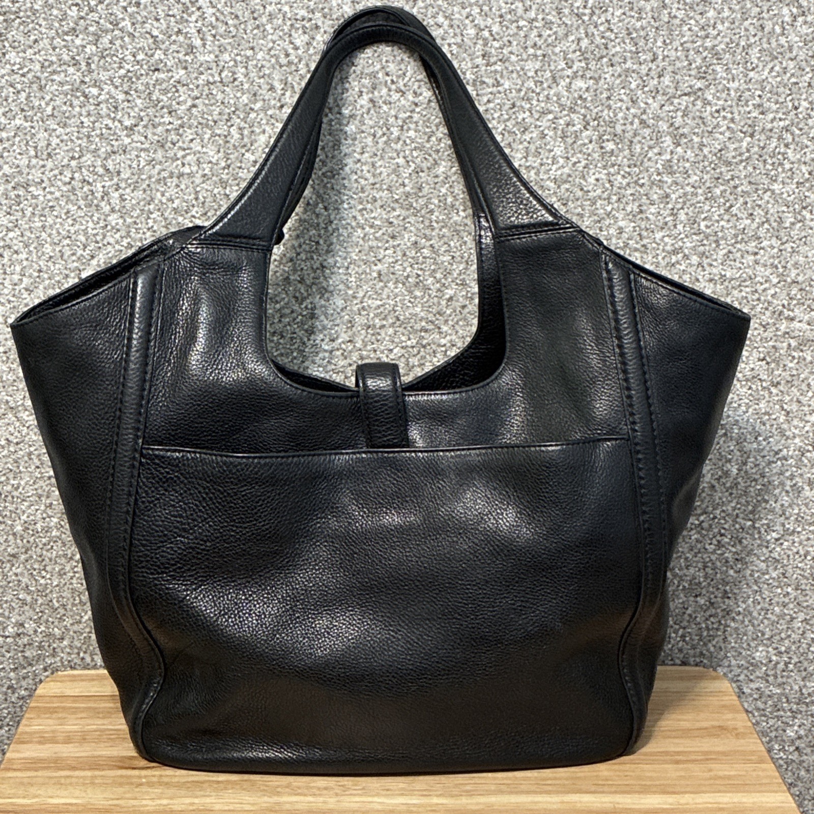BRAHMIN Carla Black Newbury Leather Large Tote Handbag Satchel Purse EUC