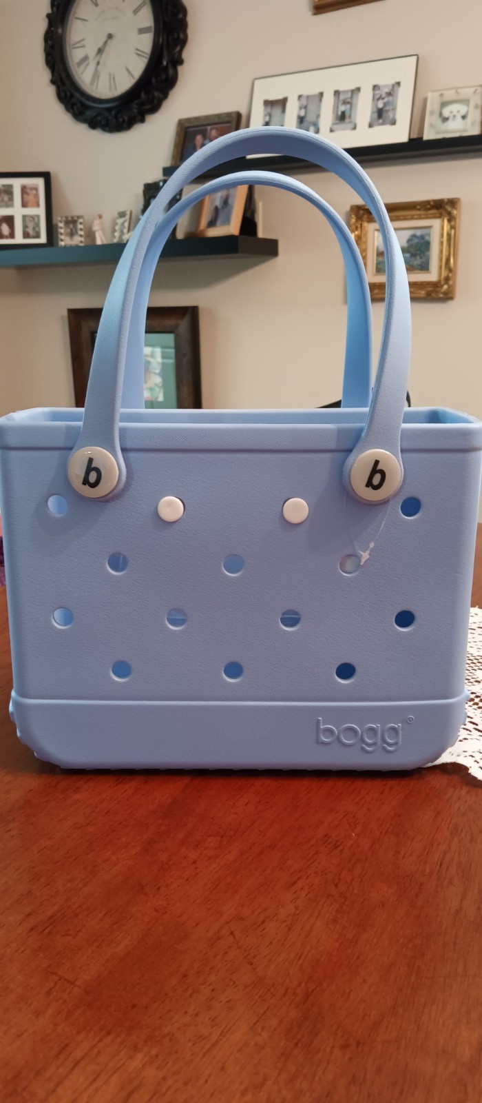 Bogg Bag Blue Small Perforated Tote Double Handles Open Top w/ Removable Pouch