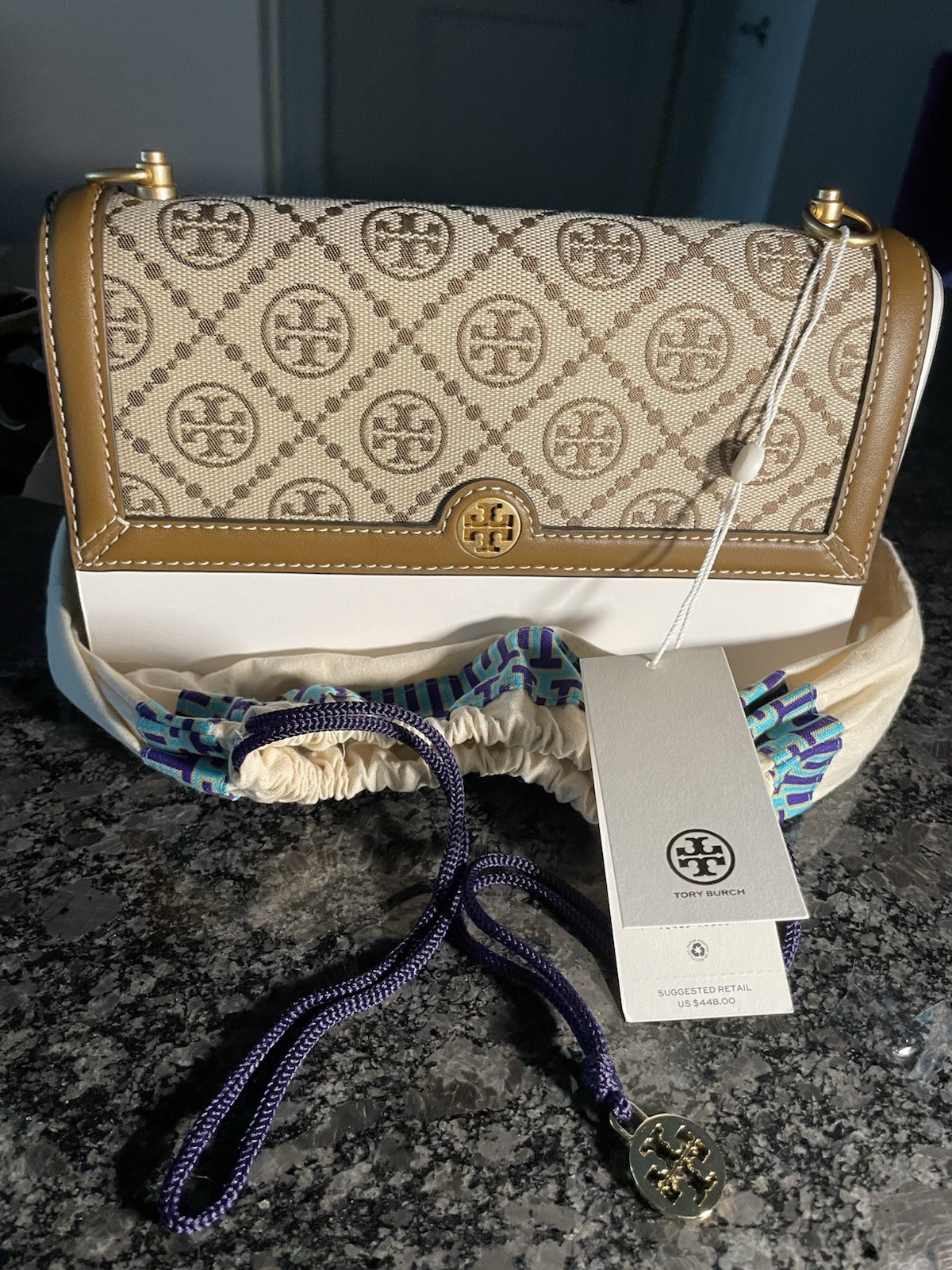 New Tory Burch T Monogram Logo Wallet Crossbody Shoulder Bag