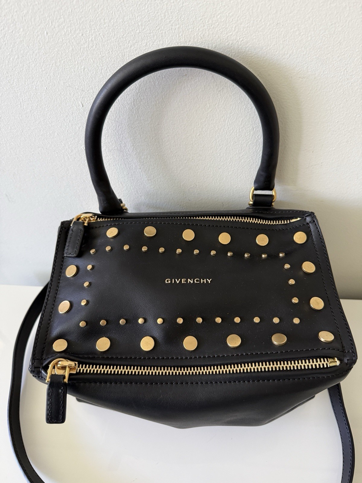 GIVENCHY Pandora Studded Stud Leather Small Crossbody Handbag Bag, Black