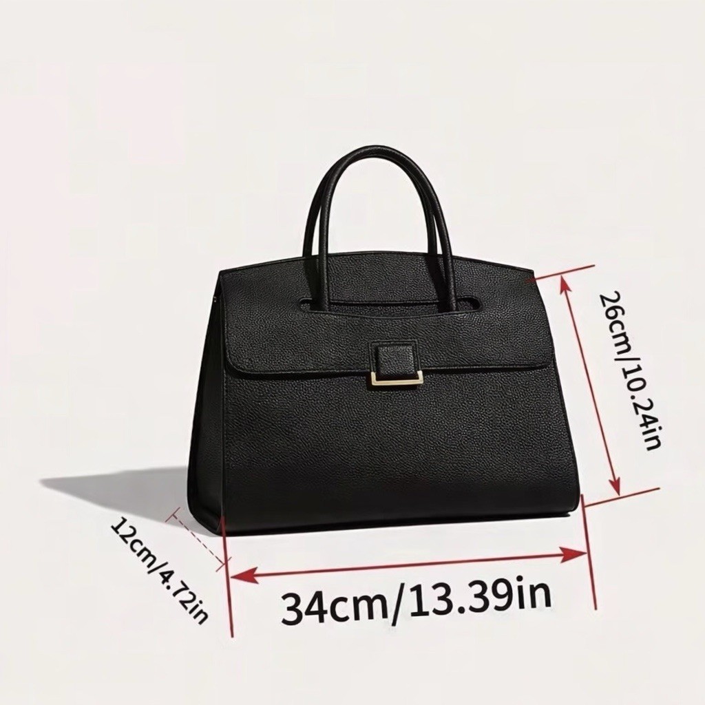 Black Leather Tote Bag Women’s Structured Shoulder Satchel Business Handbag
