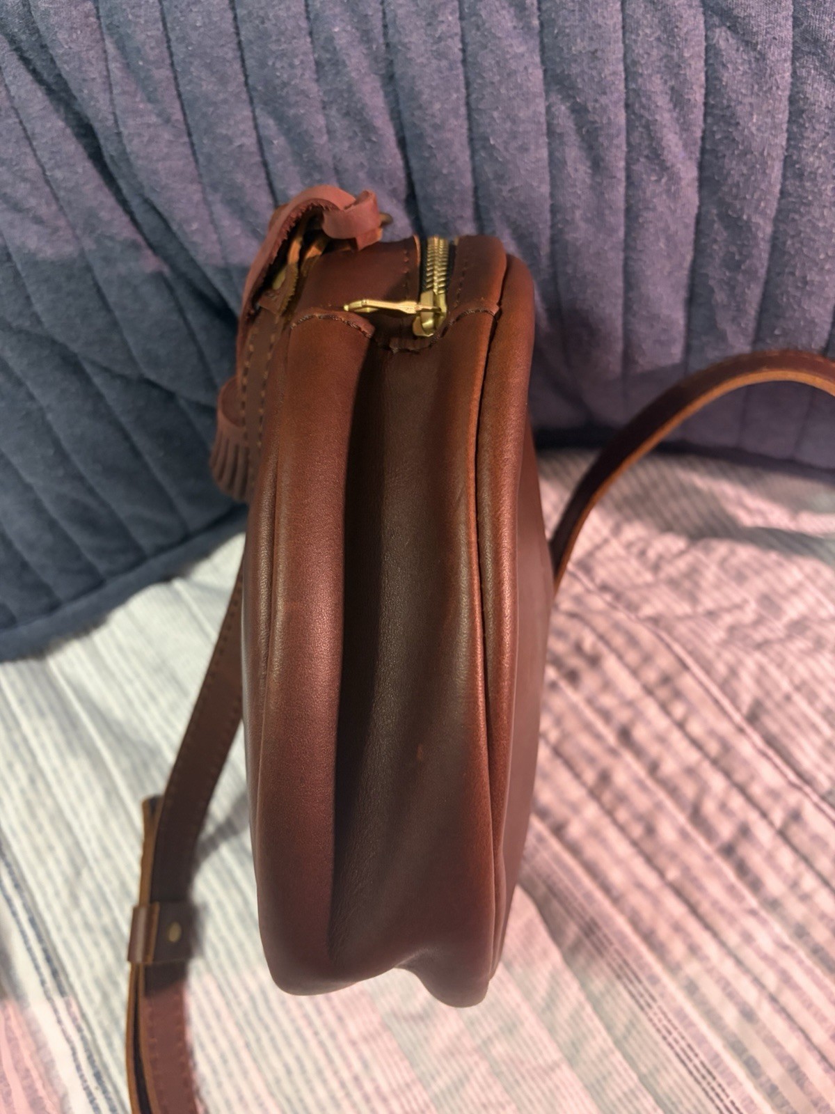 Portland Leather Goods Large Circle Crossbody Cognac