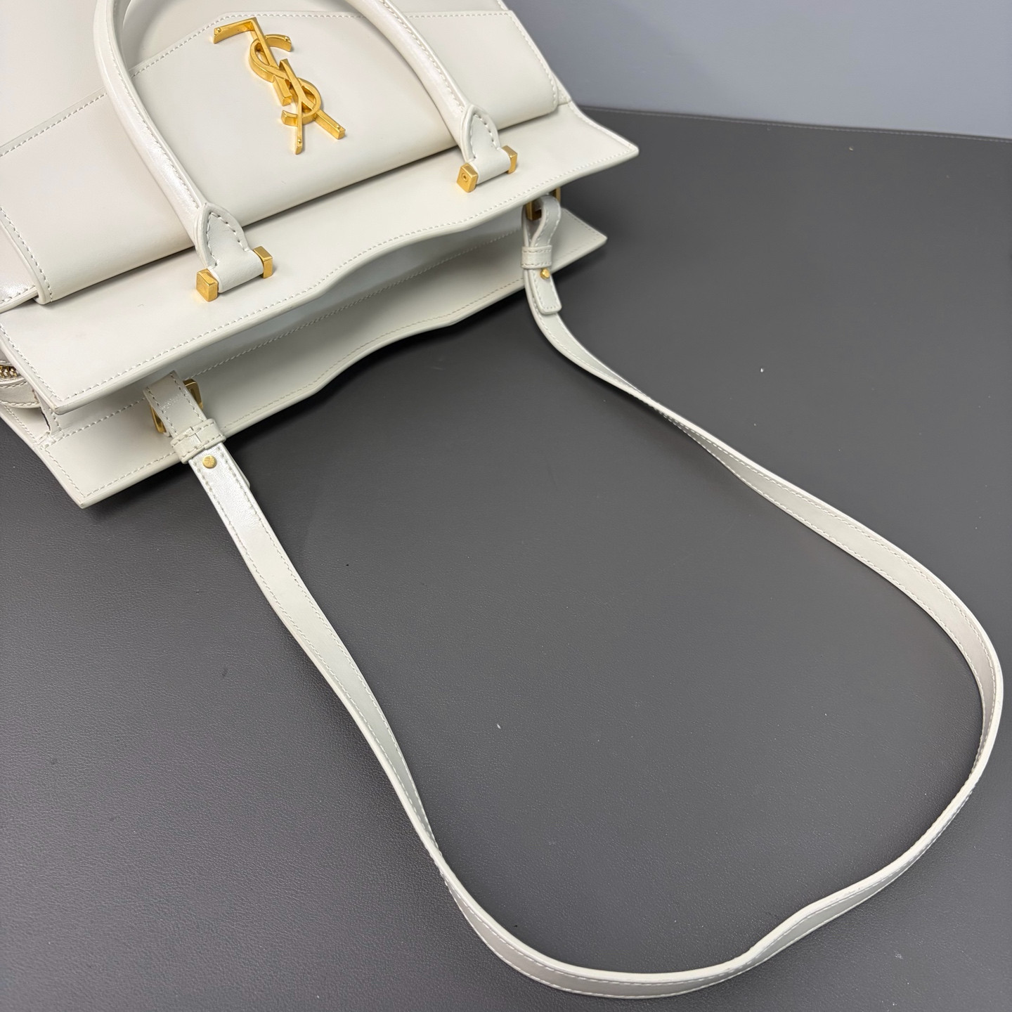 Authentic Saint Laurent Uptown Tote Smooth Calfskin Tote White Gold-Tone eBay AG