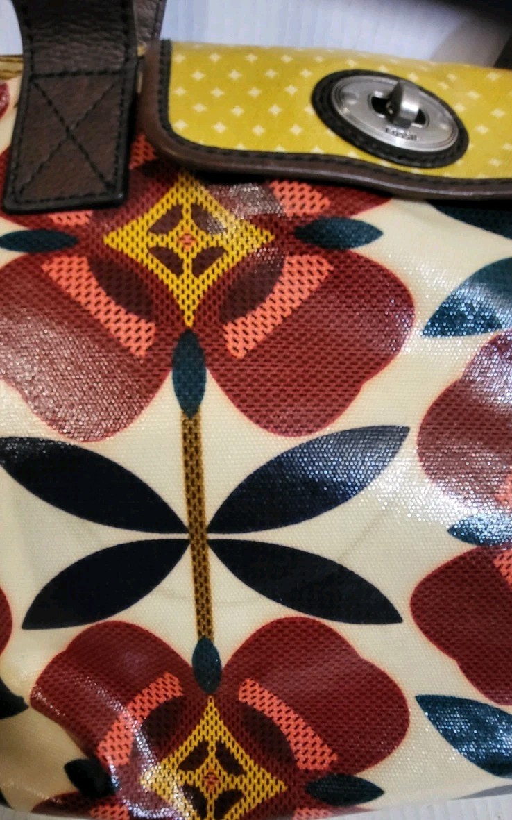 Fossil Sydney Nylon Coated Canvas Tote Bad Purse MULTI COLOR Floral