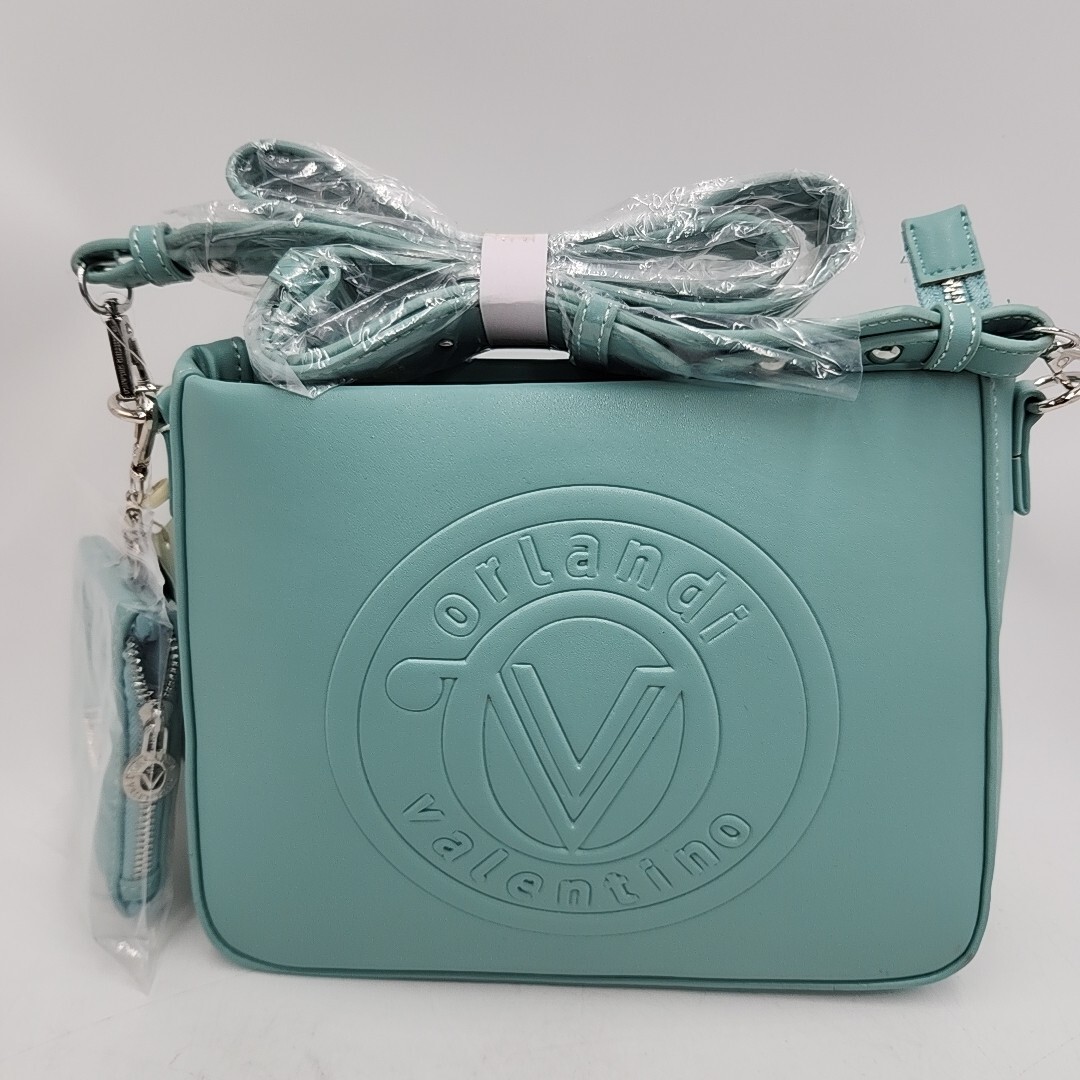 Valentino Orlandi Embossed Teal Vegan Leather Crossbody Bag Wallet 85″Hx 10″Wx3″