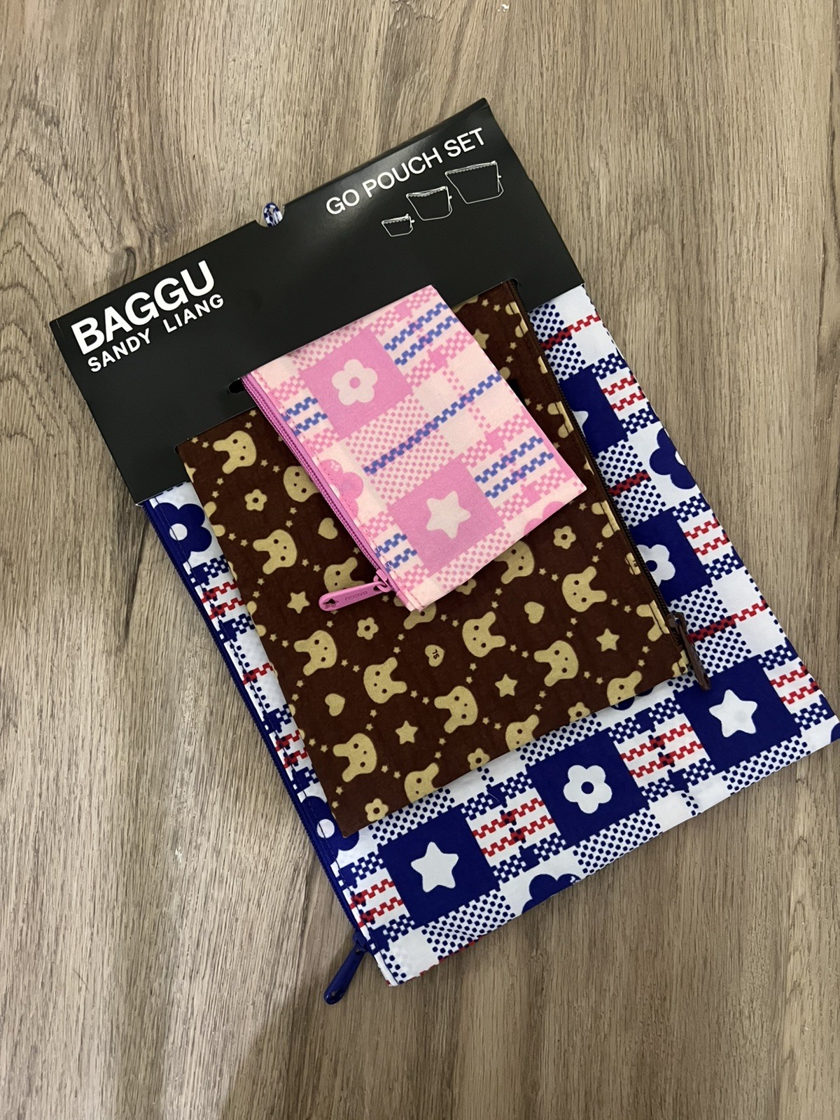 Sandy Liang X BAGGU Go Pouch Set 3Pack NWT in hand