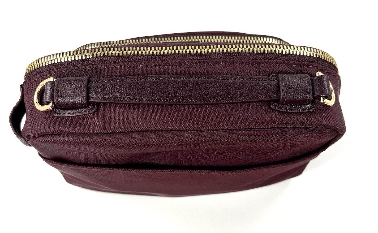 TUMI Voyageur Tamy Crossbody Bag BlackBerry Nylon Gold Hardware Travel Purse