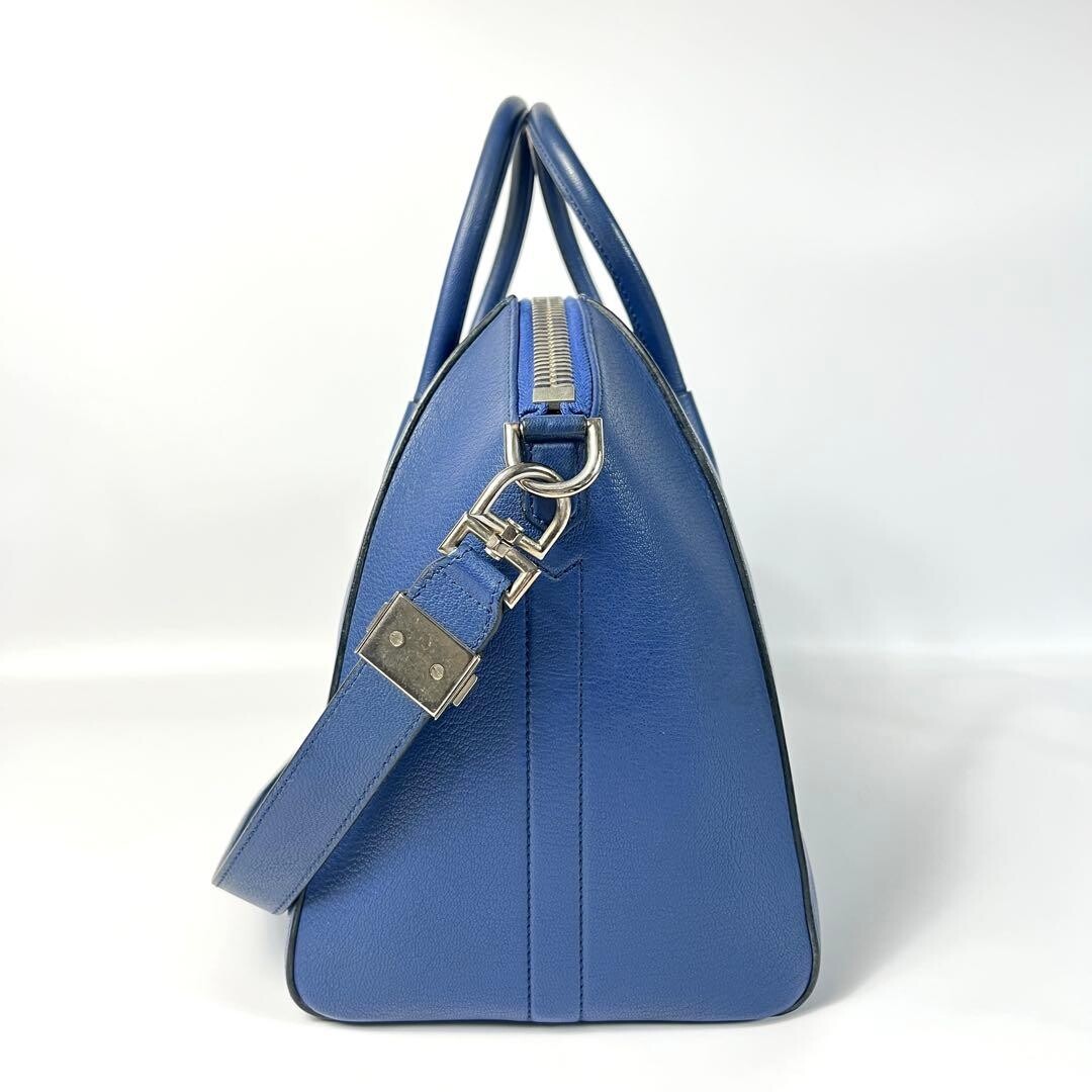 GIVENCHY Antigona Blue Leather 2Way Shoulder Handbag Large Auth