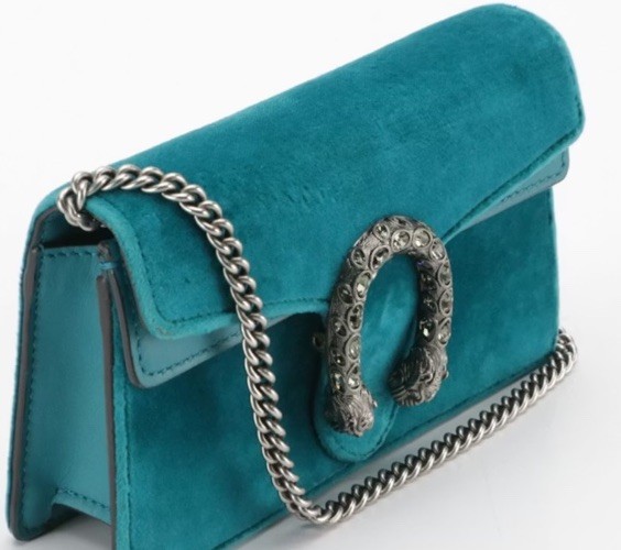 Gucci Teal Velvet & Leather Mini Dionysus shoulder bag Rhinestones