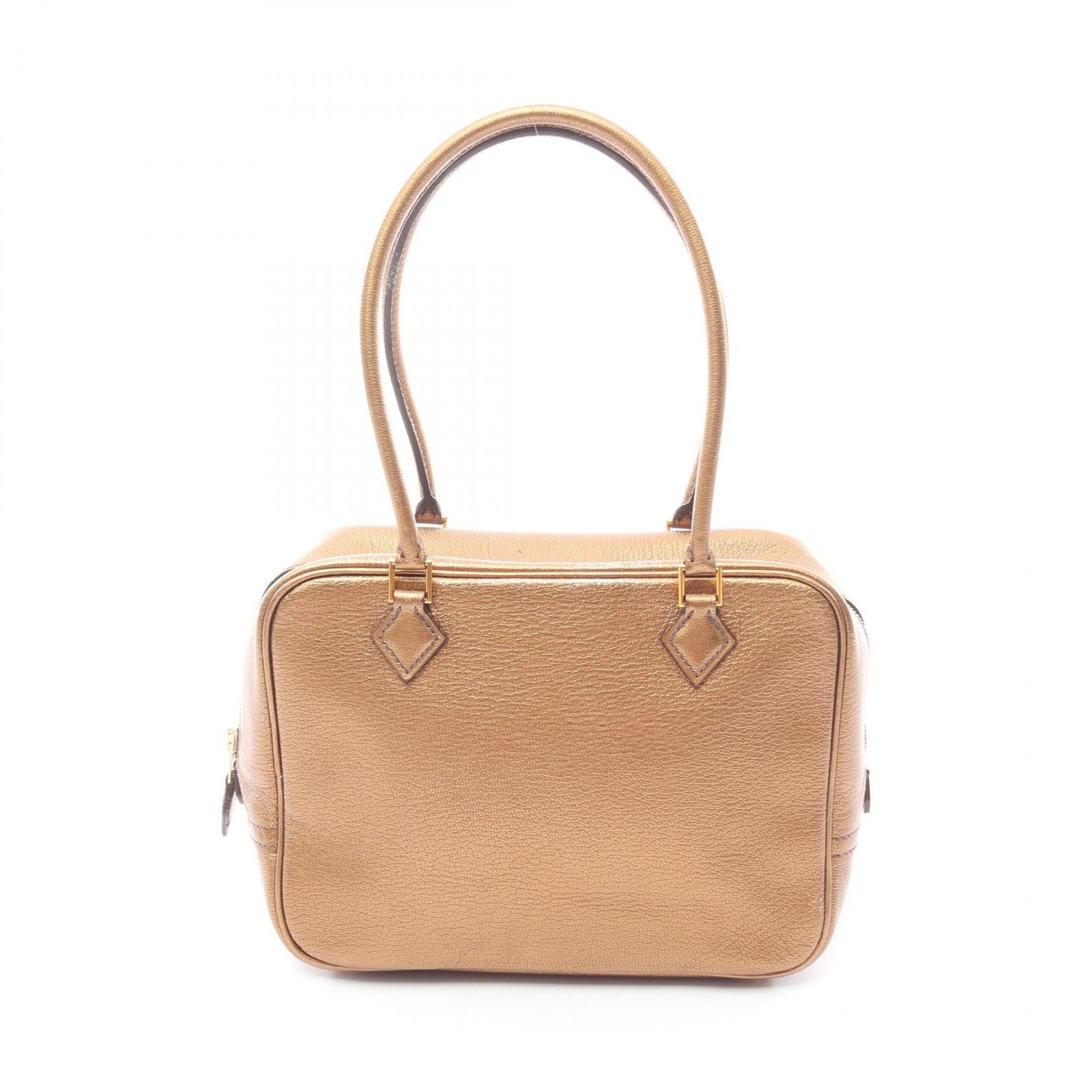 HERMES Mini Plume 20 Handbag I Chevre GHW metallic bronze Used Women