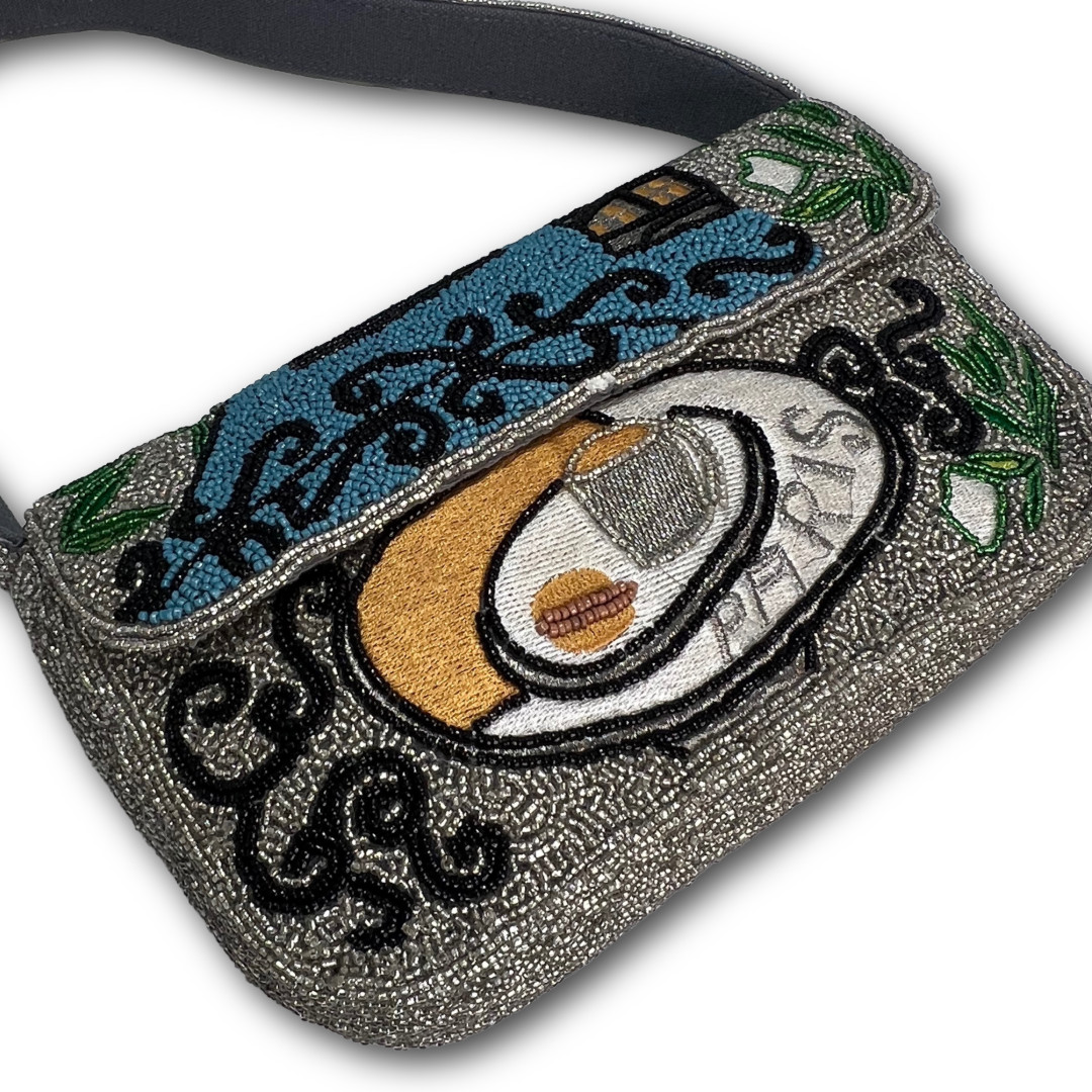 NWT America & Beyond Paris Cafe Beaded Shoulder Bag Hand Beaded Art Purse