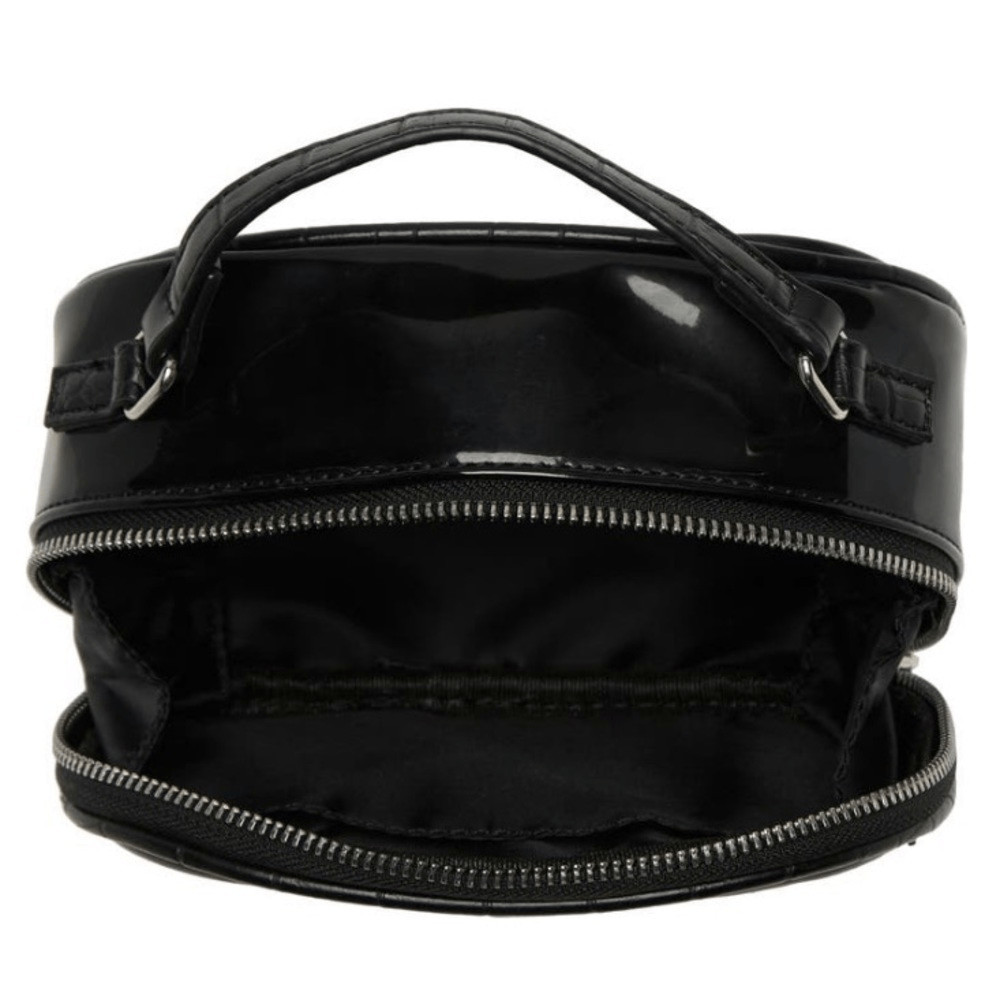 TAHARI Laguna Crossbody Bag, Vegan Patent Leather, Black, Adjustable Strap, NWT