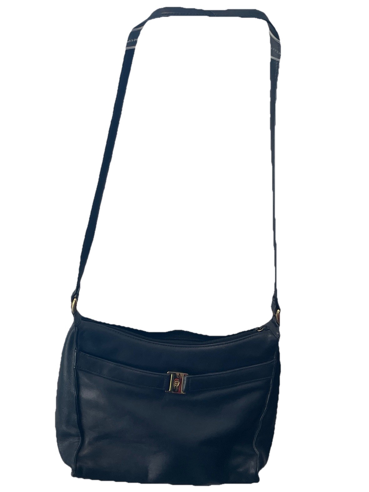 Vintage 80s/90s ETIENNE AIGNER Navy Blue Leather Classic Shoulder Bag