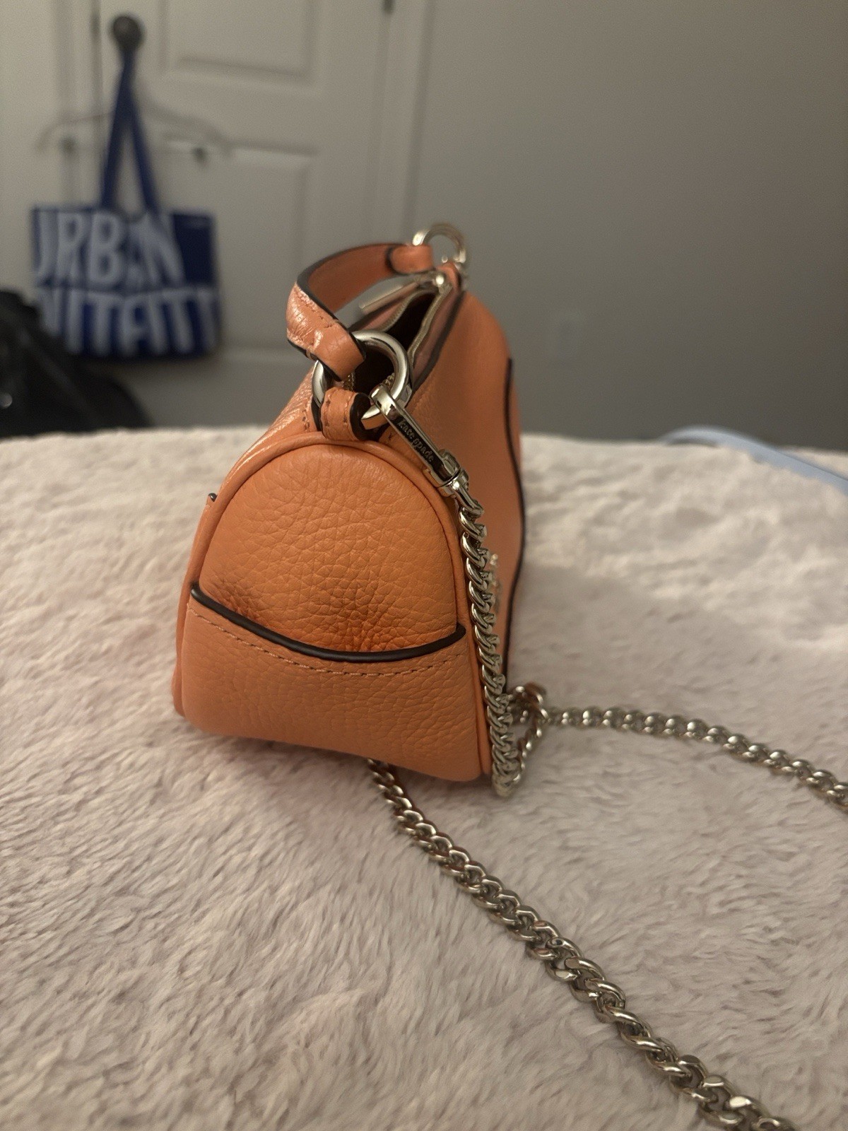 kate spade new york Orange Pebbled Crossbody Bag, Detachable Strap, Gold