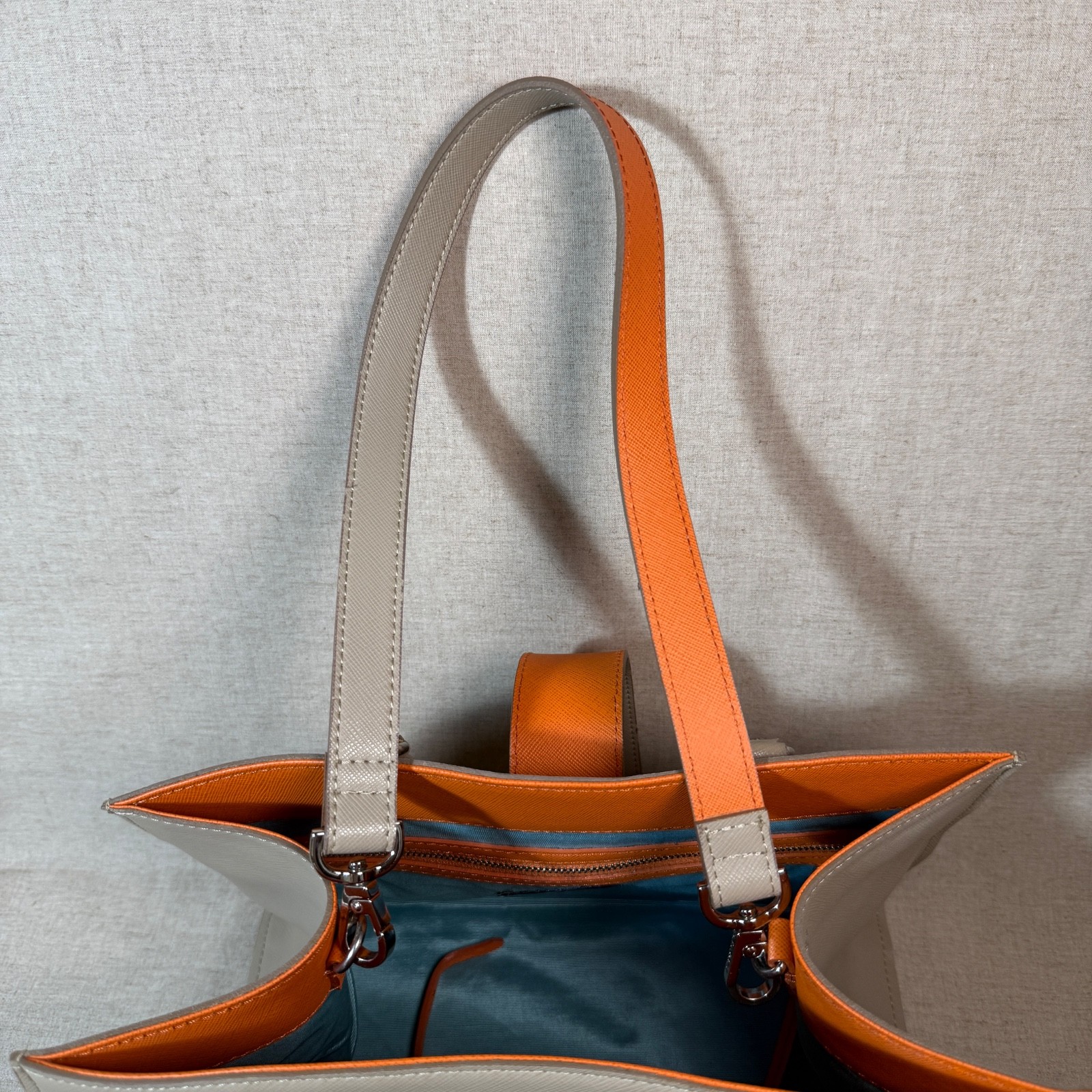 New Unused A.D.M.J. Leather Handbag Greige Swarovski Cow Leather Made in Japan