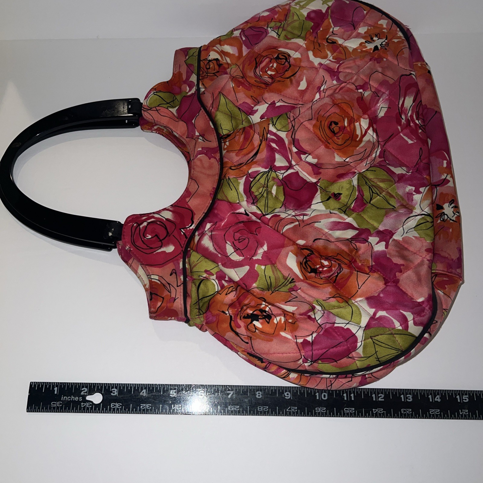 Vera Bradley Millie Purse Rose Pattern Sateen Lucite Handles Spring Summer Flora