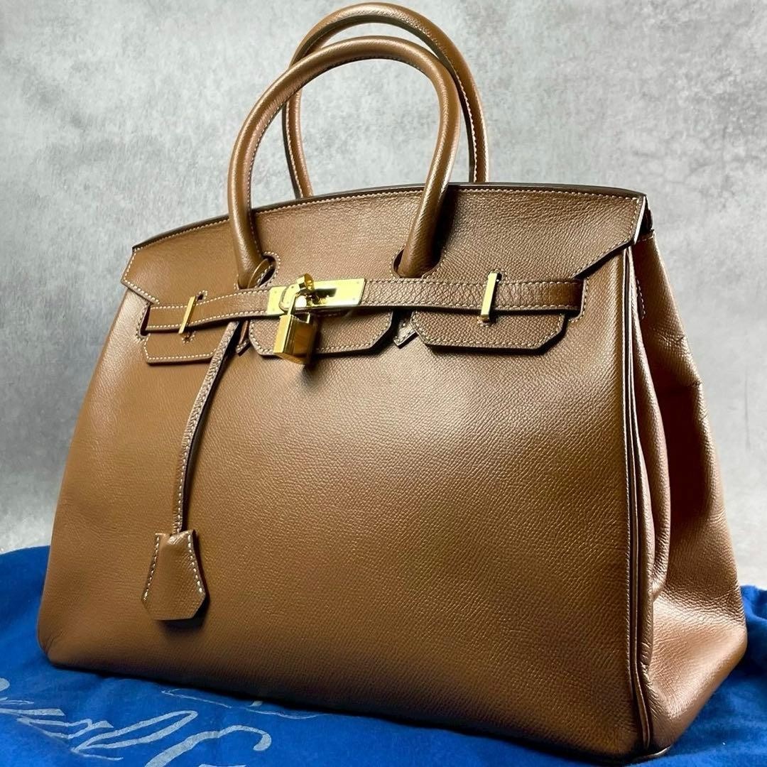 ROYAL GRACE Tote Bag Handbag Brown Leather A4 Fit Lock Flap Used