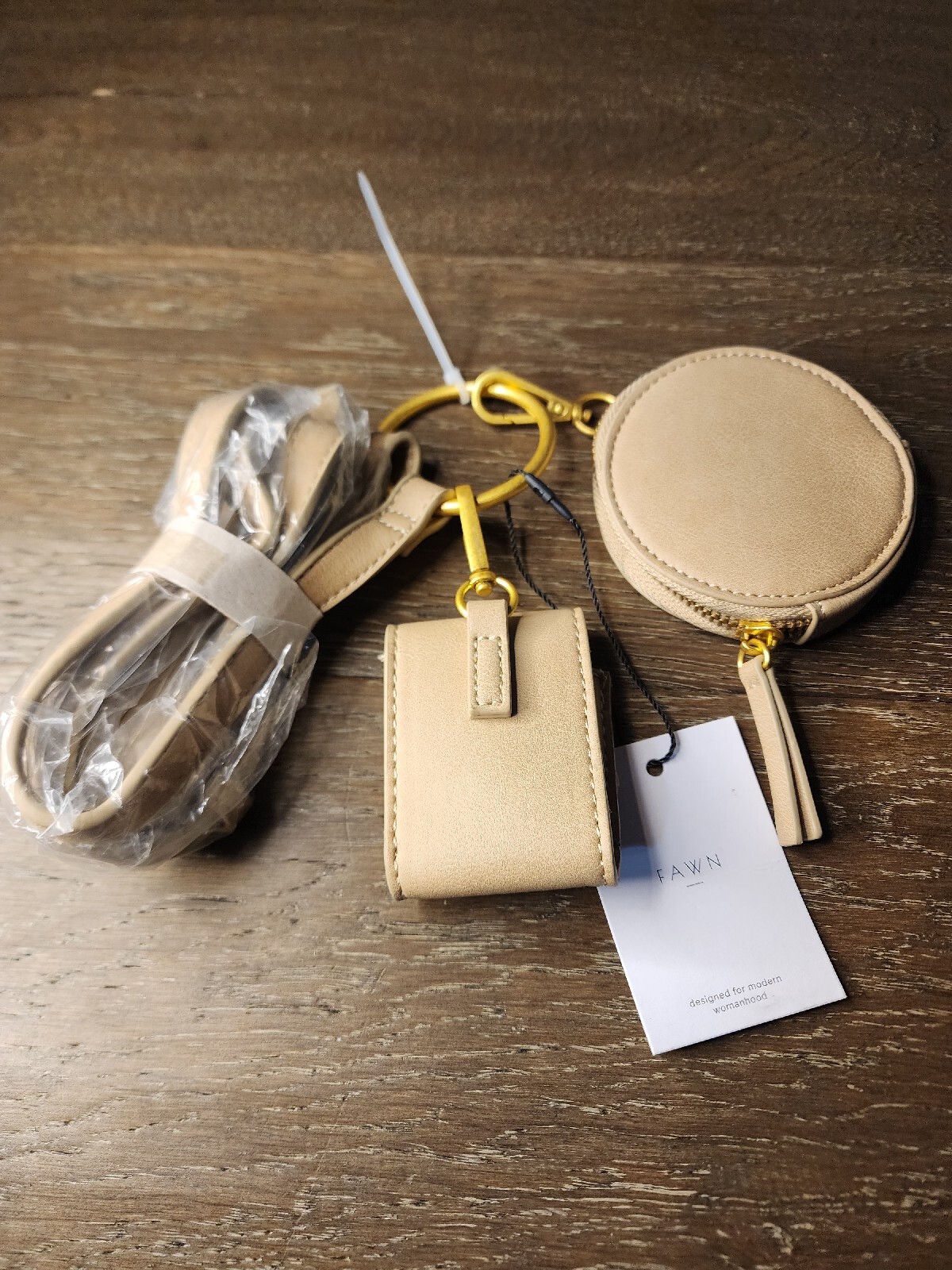 FAWN The Pouch Pendant Set Color Oat NWT