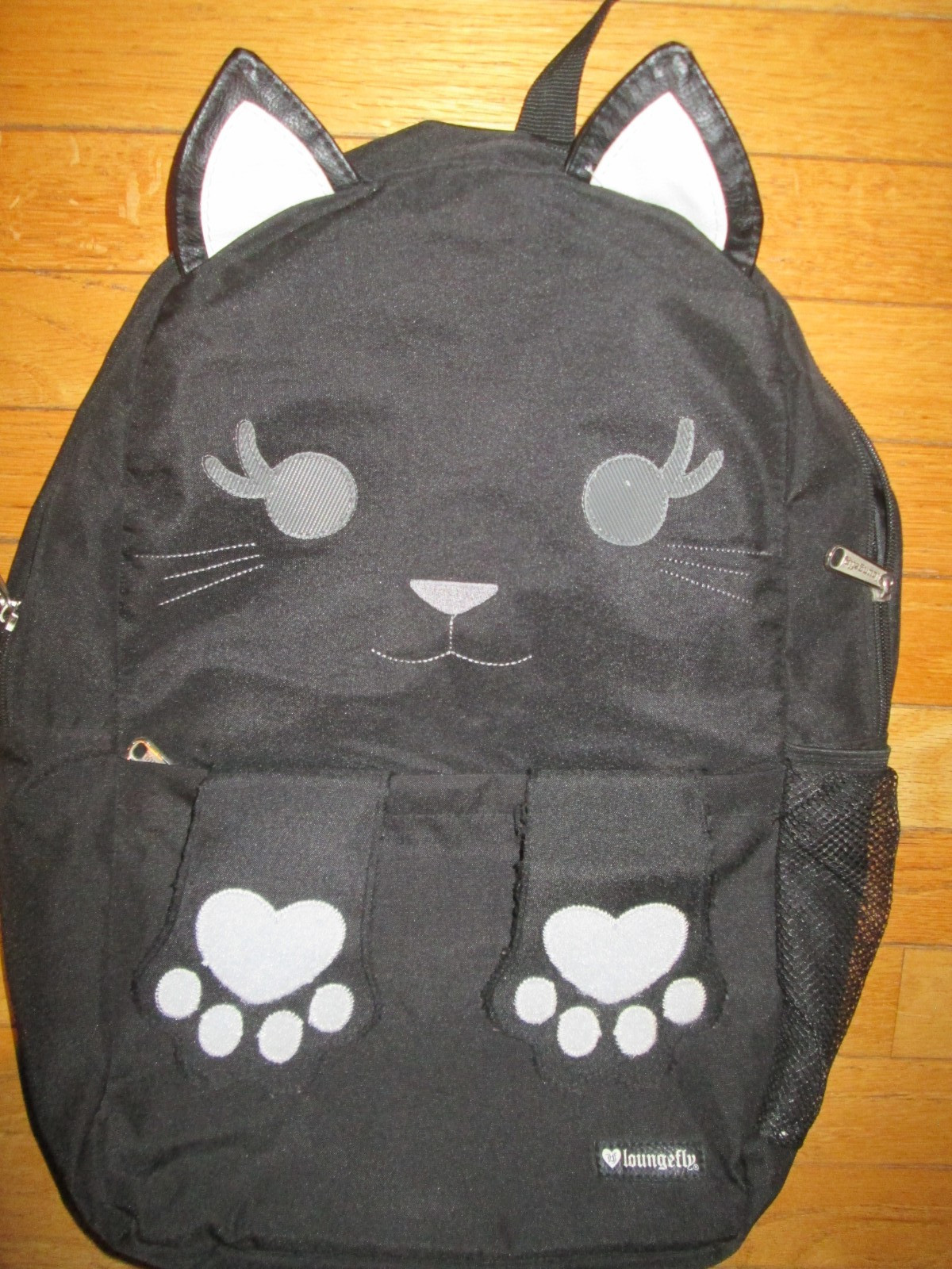 Loungefly Peek a Boo Kitty Cat Backpack Faux Leather Ears 15″ x 18″