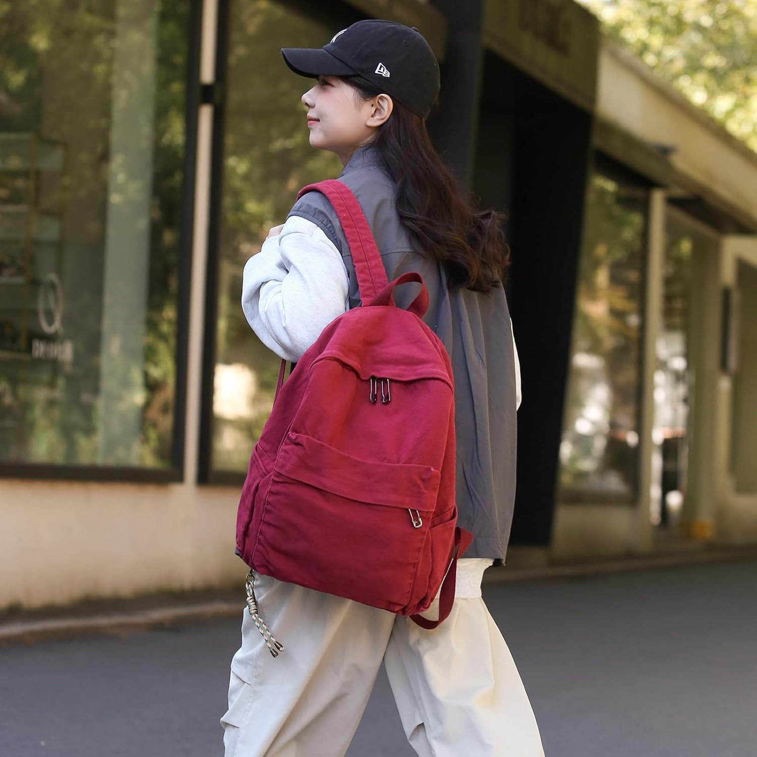 Vintage Canvas Backpack for Women Grunge Hippie Cute Boho School Backpack Casual