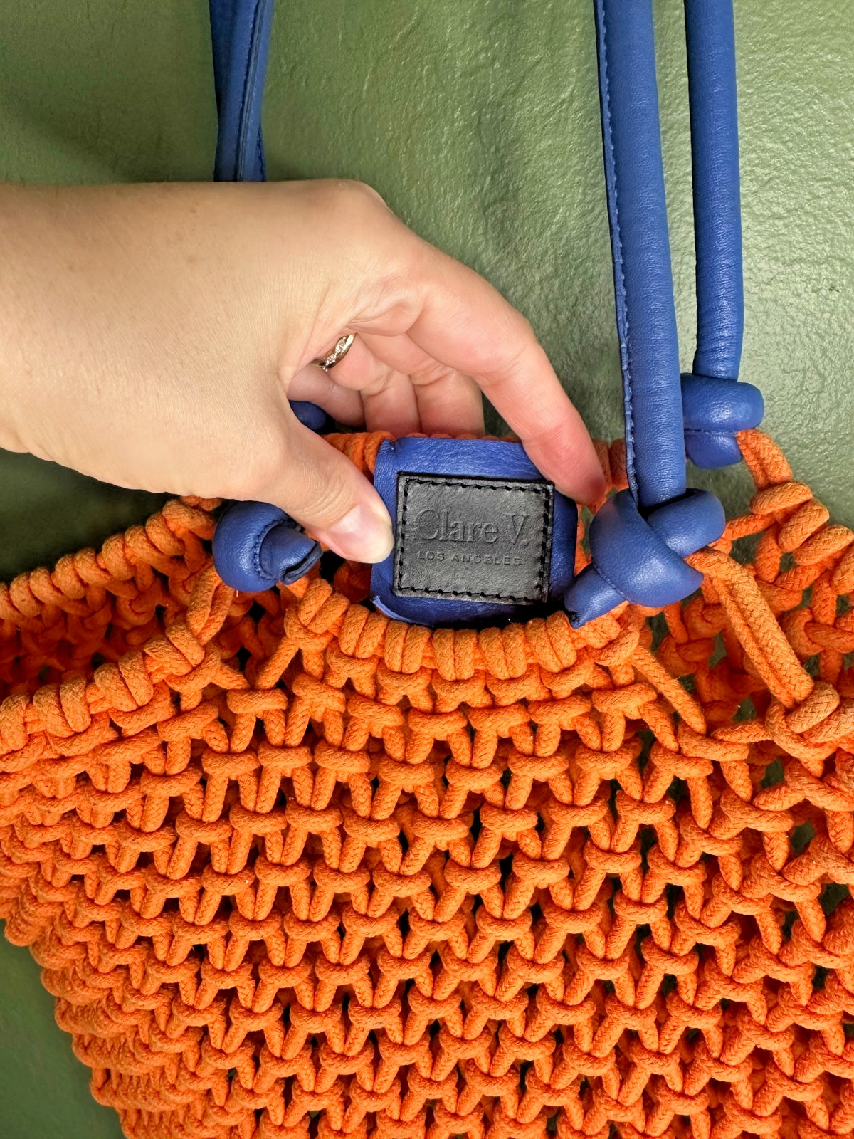 Clare V Sandy Beach Bag/Tote Woven Cotton Rope Leather Handles