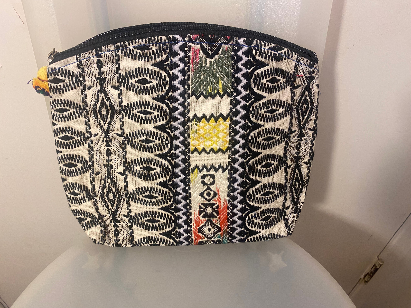 Case Waterproof Cosmetic Toiletry Bag Chevron Black New Hobo Boho Travel #LL
