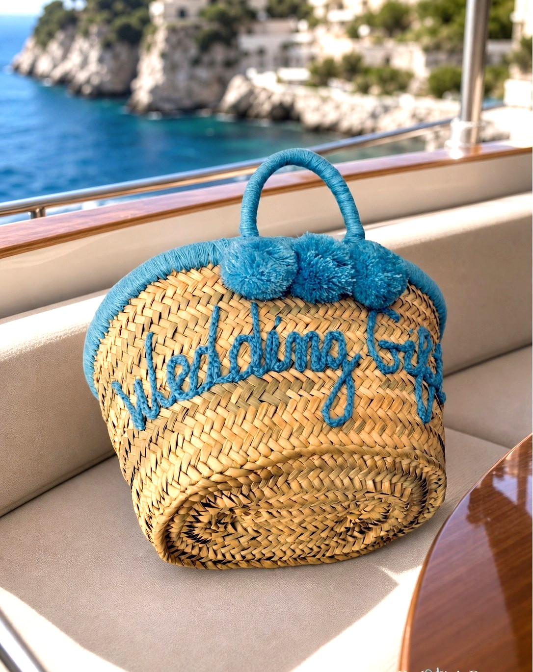Personalized Straw Basket – Handmade Moroccan Woven Tote Bag