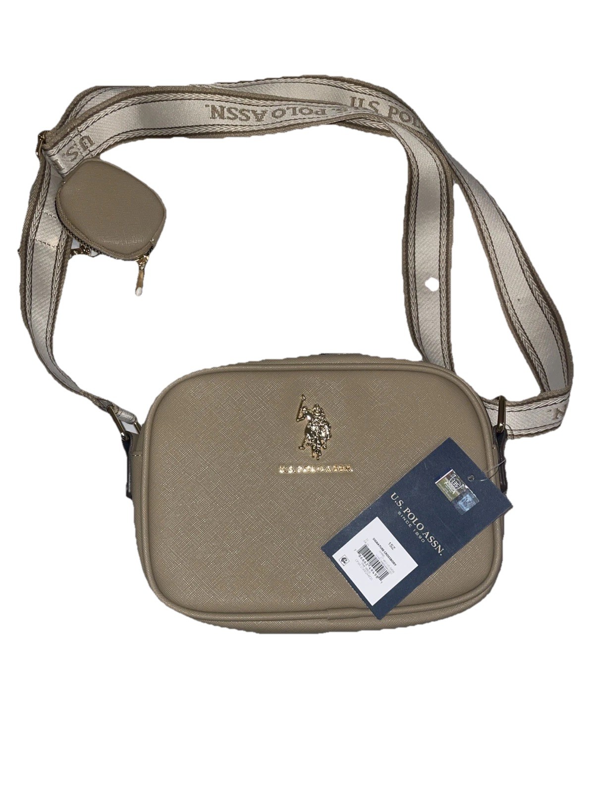 U.S. Polo Assn Women Crossbody Bag Khaki NWT Shoulder Purse w/ Coin Pouch