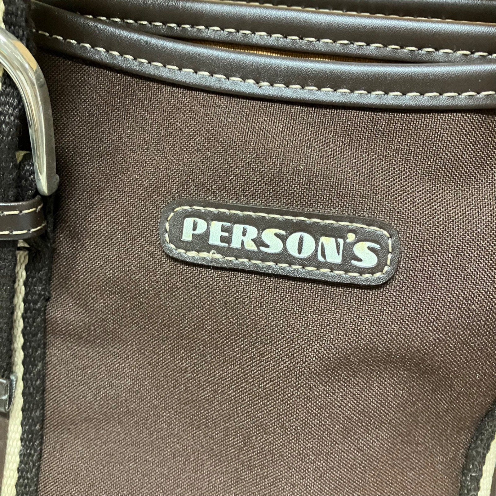 PERSON’S Canvas Tote Bag Brown Shoulder Handbag Casual Used Made in China Japan