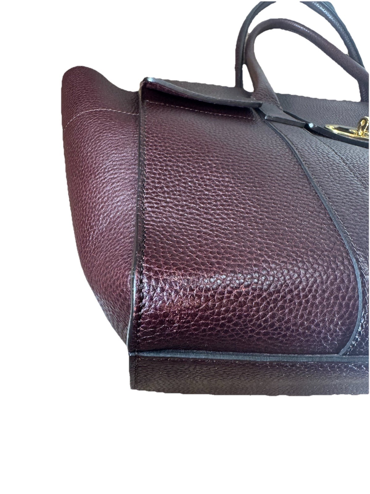 MULBERRY Oxblood Pebbled Leather Large Bayswater Bag Auth