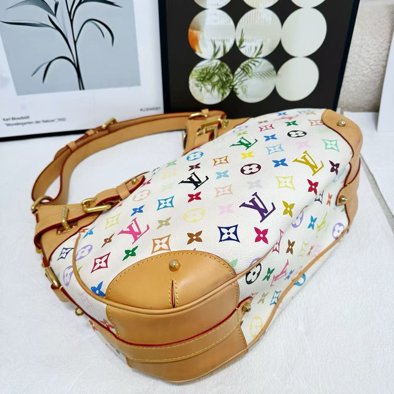 Louis Vuitton Multicolore Greta White Canvas Shoulder Bag Gold Hardware Auth
