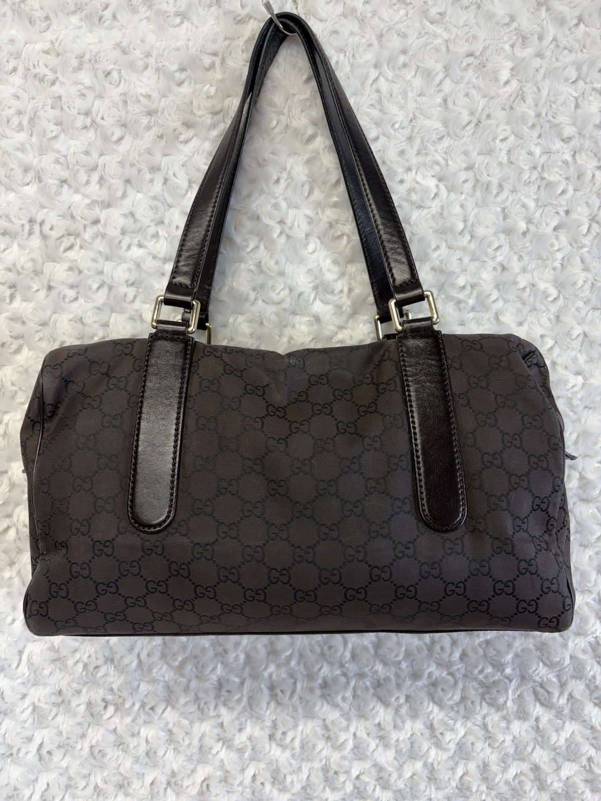 Authentic Gucci GG Brown Canvas & Leather Joy Boston Satchel Bag Lux FREE SHIP