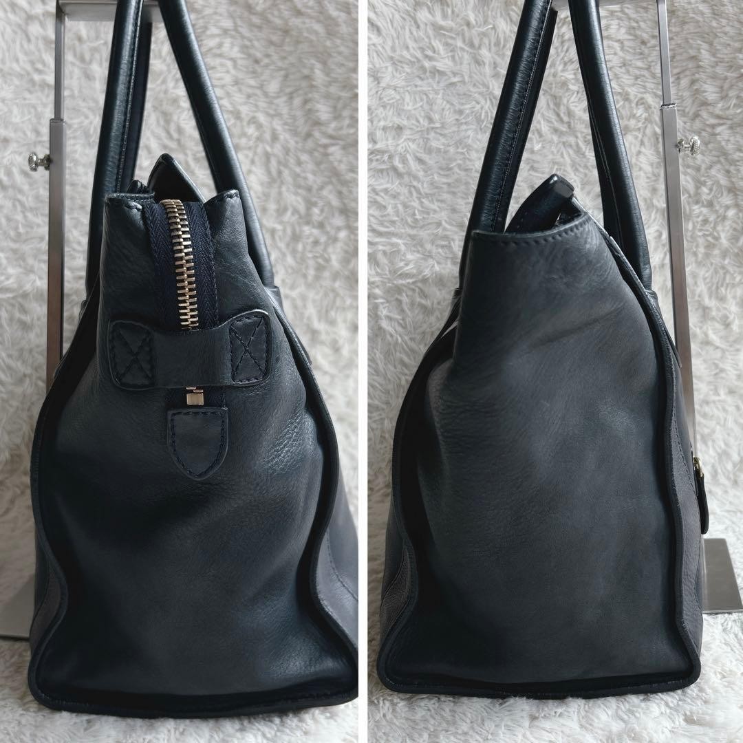 CELINE Luggage Mini Leather Tote Bag, Navy Can store A4 size PC large capacity