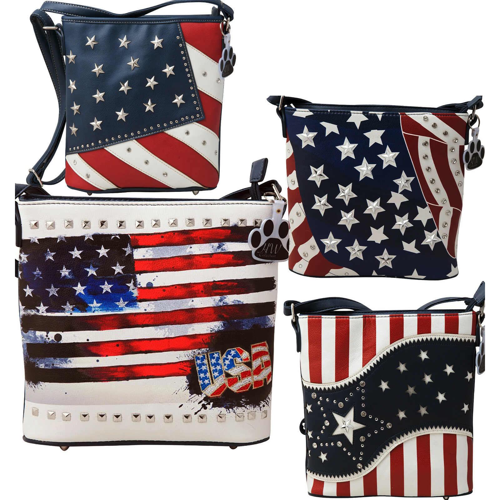 USA American Flag Purse Stars Stripes Patriotic Western Crossbody Handbag CCW