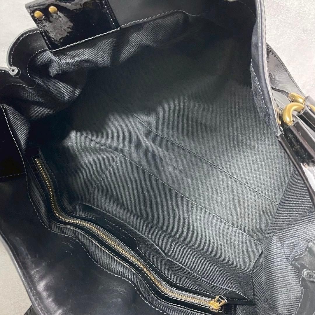 Sergio Rossi Shoulder bag Patent leather Black Vintage From Japan Y2K