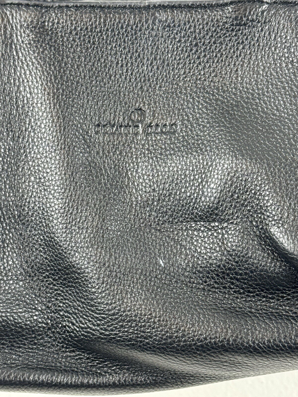 Celine Dion Black “Mezzo” Pebbled Leather Satchel w/ Crossbody Strap