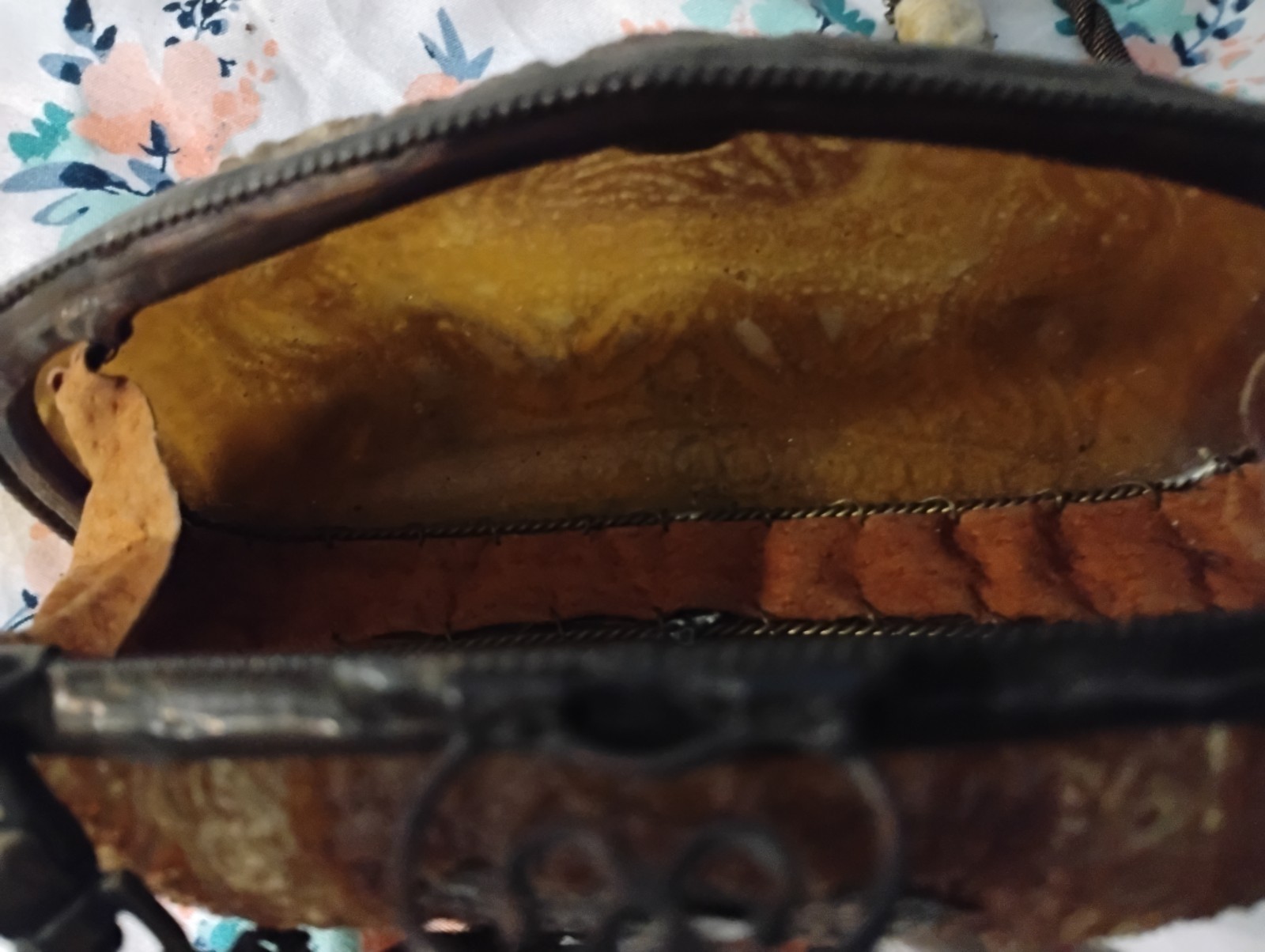 Maya Small Shoulder Bag Zip Closure Beaded Detachable Strap Lined Paisley