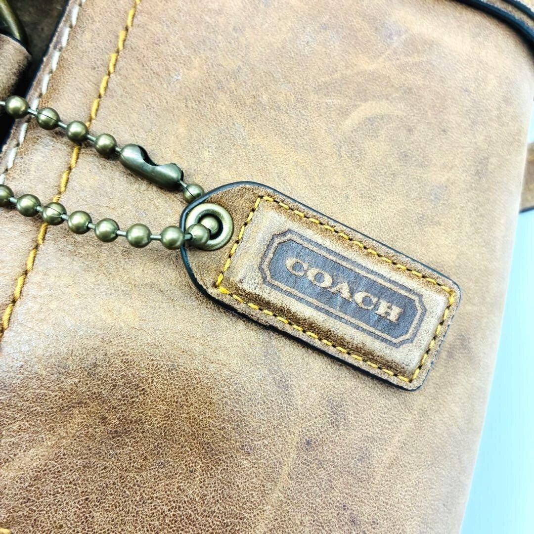 Coach Soho Signature Canvas Leather Brown Shoulder Tote Bag Gold Buckle 34cm