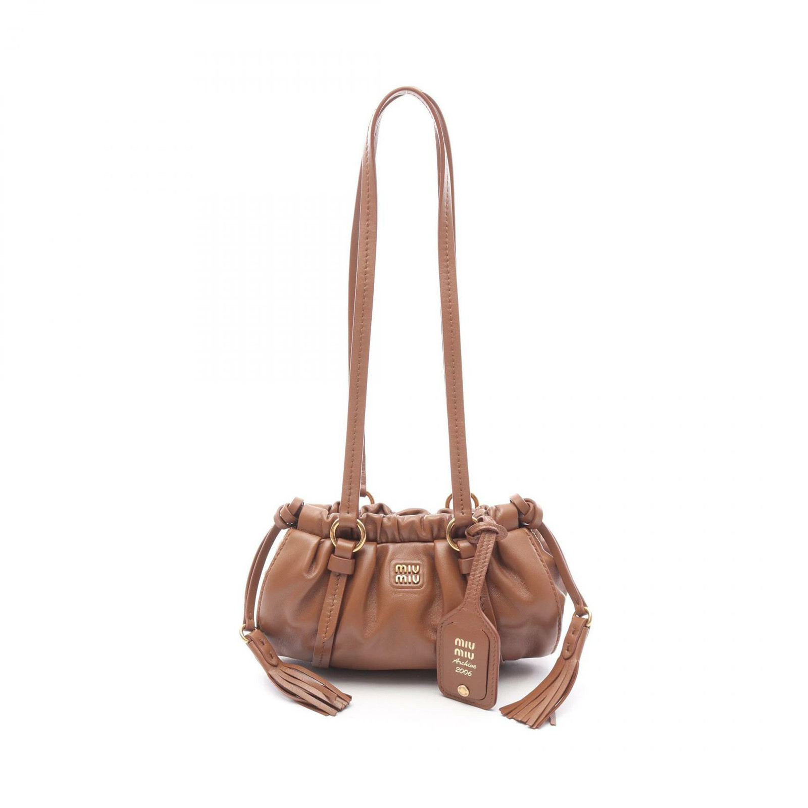 Miu Miu Joie Nappa Leather Shoulder Bag Brown