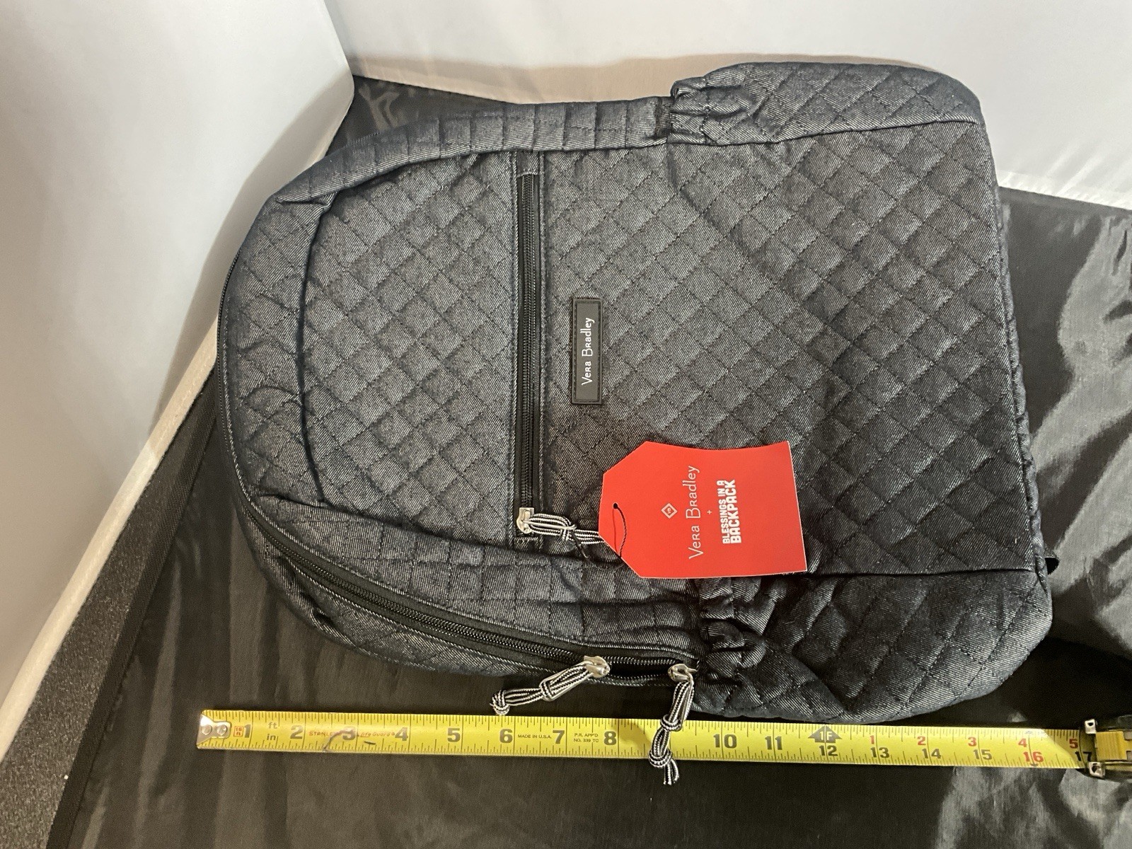 Vera Bradley Blessing In A Backpack Black Quilted Backpack NWT – 12”x16”