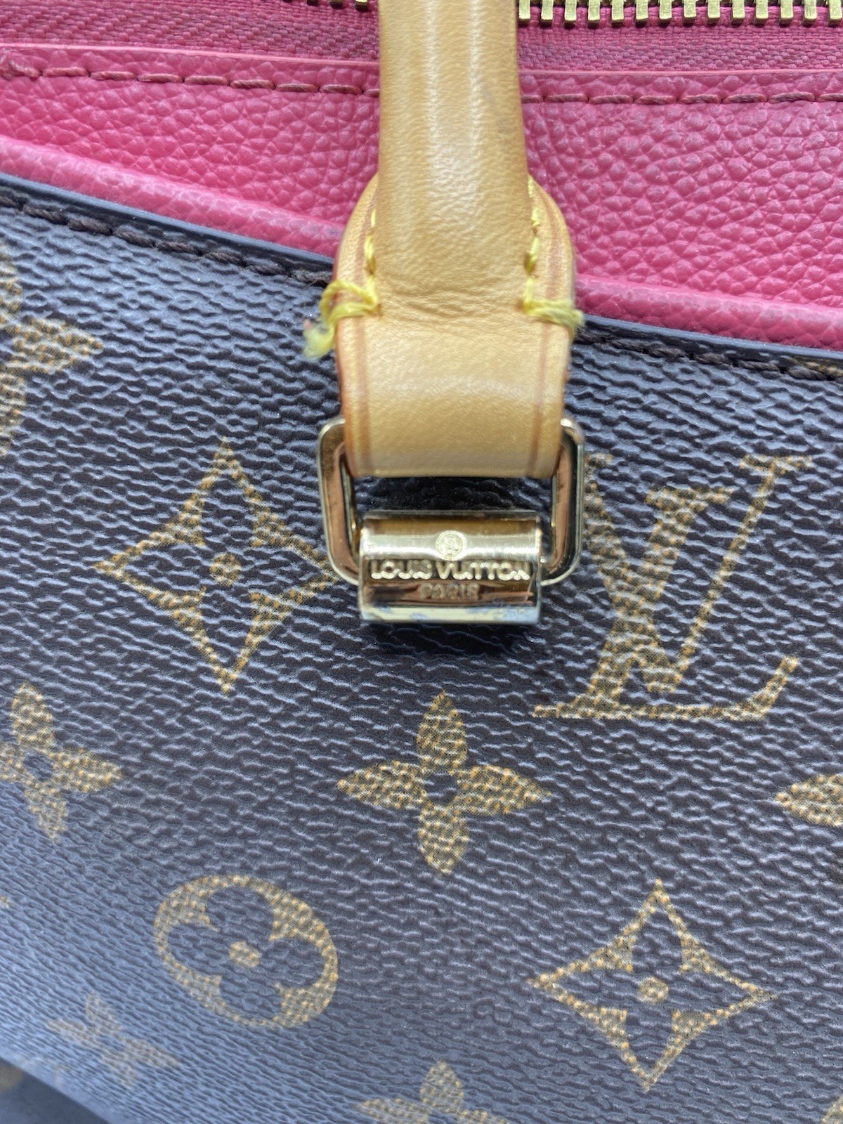 Louis Vuitton Monogram Pallas Satchel Top Handle Zip Detachable Strap Gold Purse