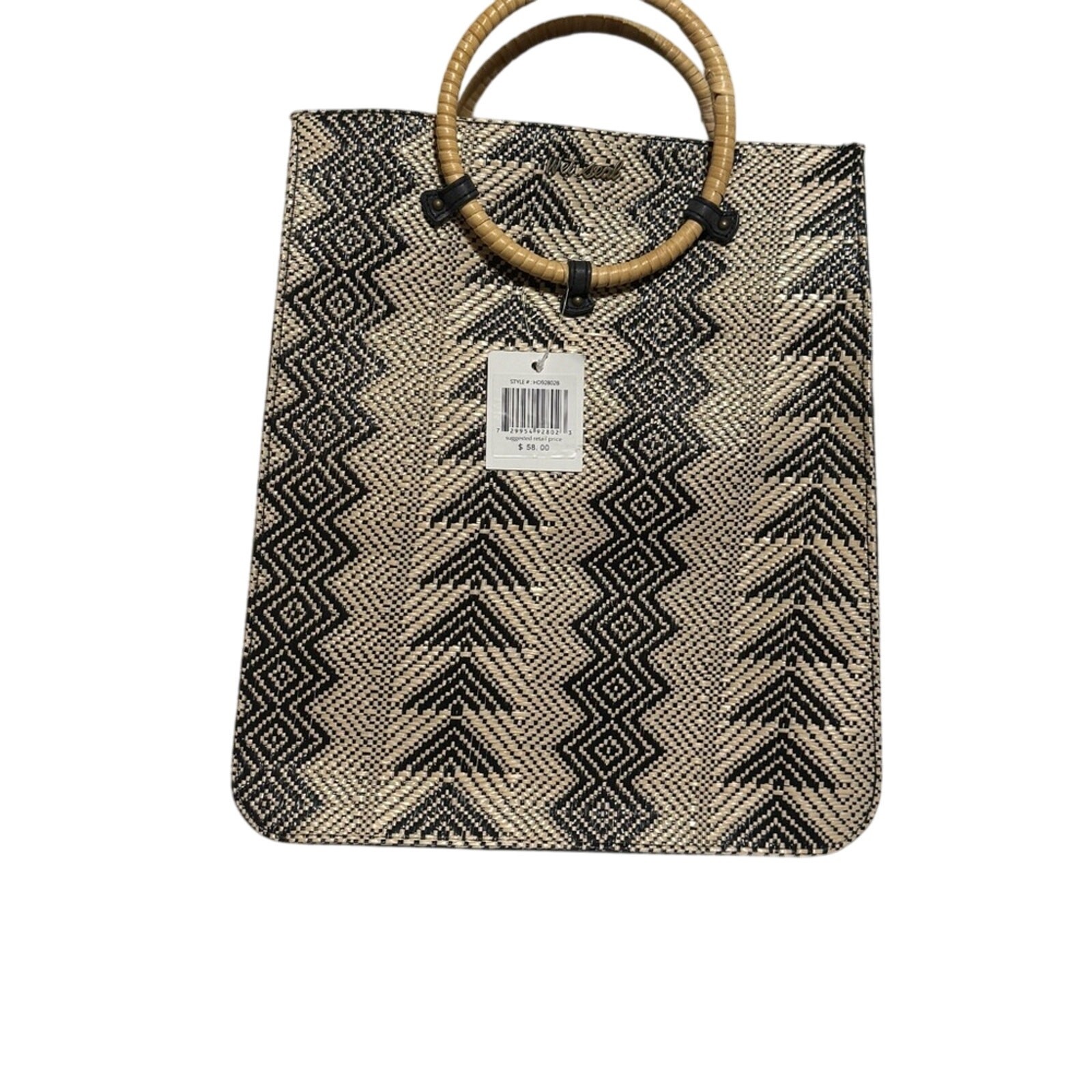 NWT Black and Cream Patterned Tote Bag