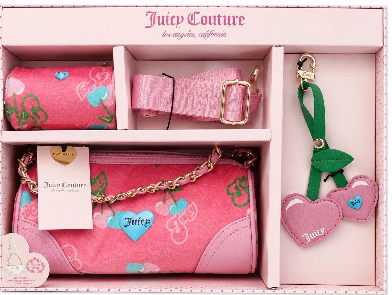 Juicy Couture Heritage Cherry Barrel Bag Box Set – Limited Edition Pink Lemonade