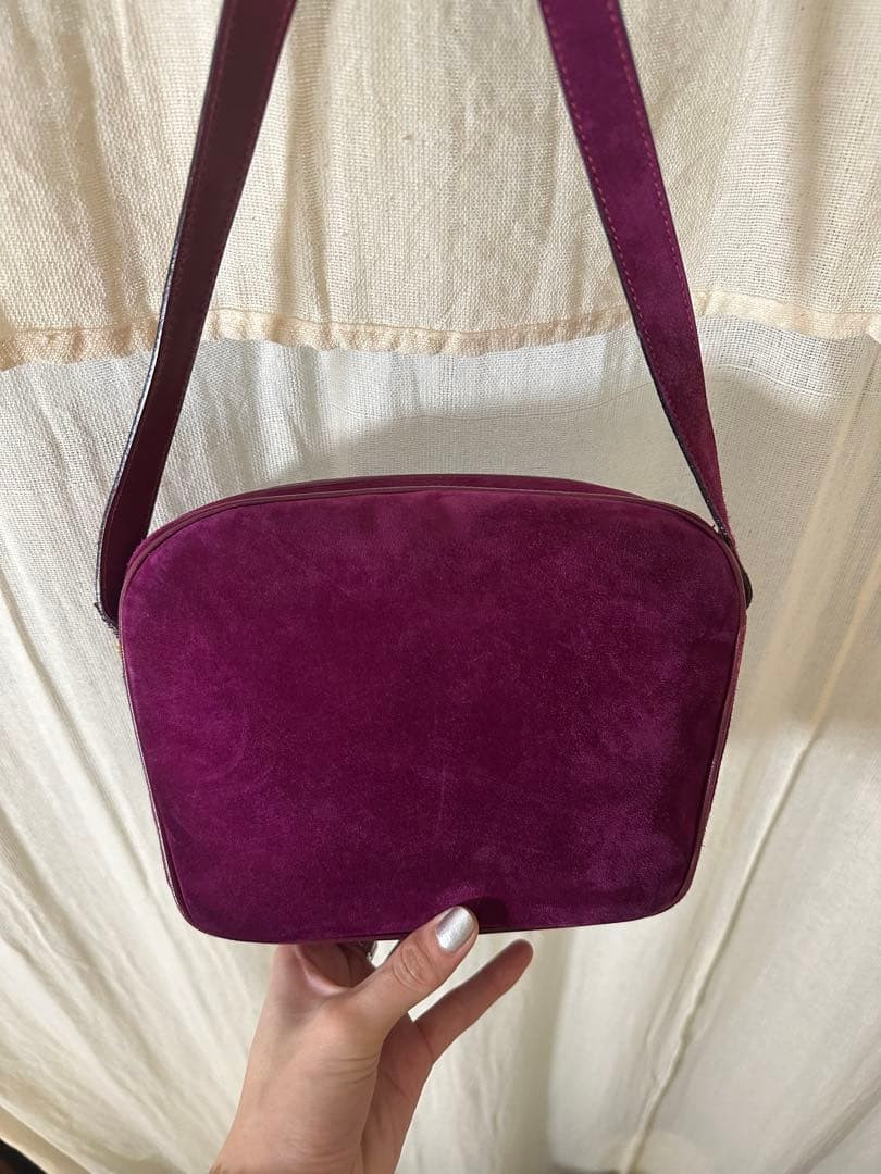 Ferragamo Gancini Suede Shoulder Bag Bordeaux Vintage