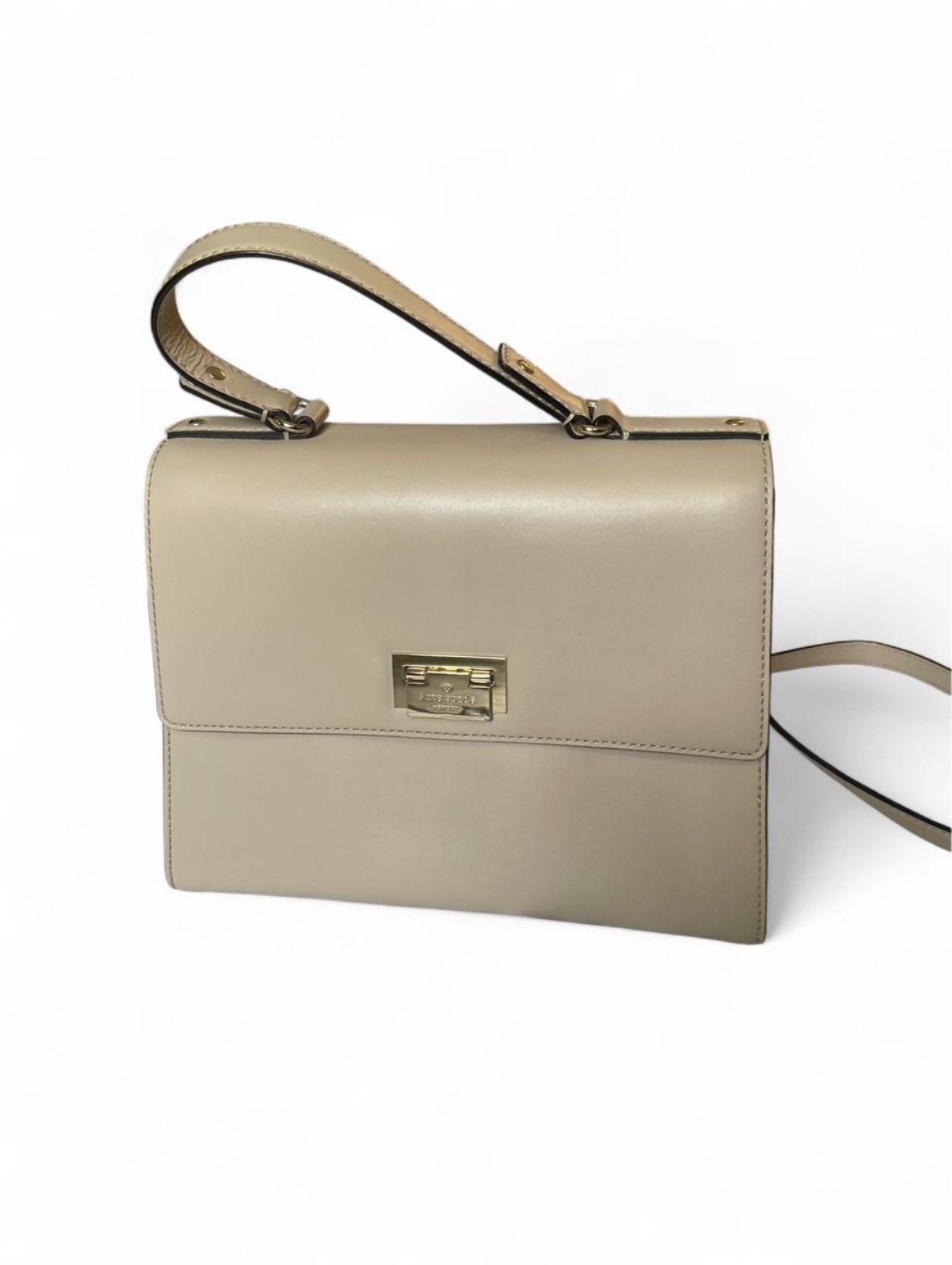 Kate Spade Doris Hardwood Place Satchel Beige Leather Top Handle Purse