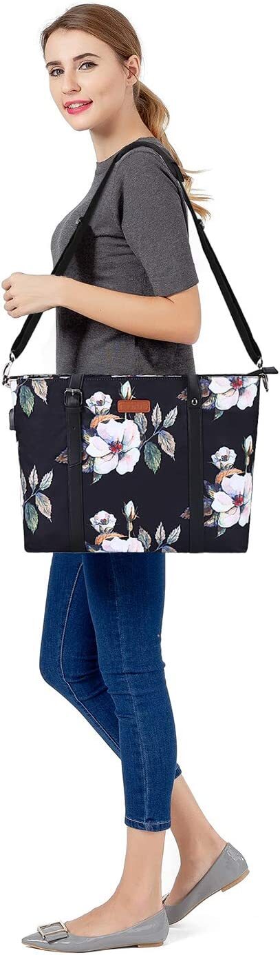 13.3 16 17.3 inch USB Port Laptop Tote Bag for Women Work Travel Shoulder Bag