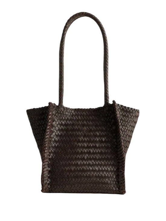 NWT Madewell Leather The Lexington Small Woven Tote In Coffee Bean