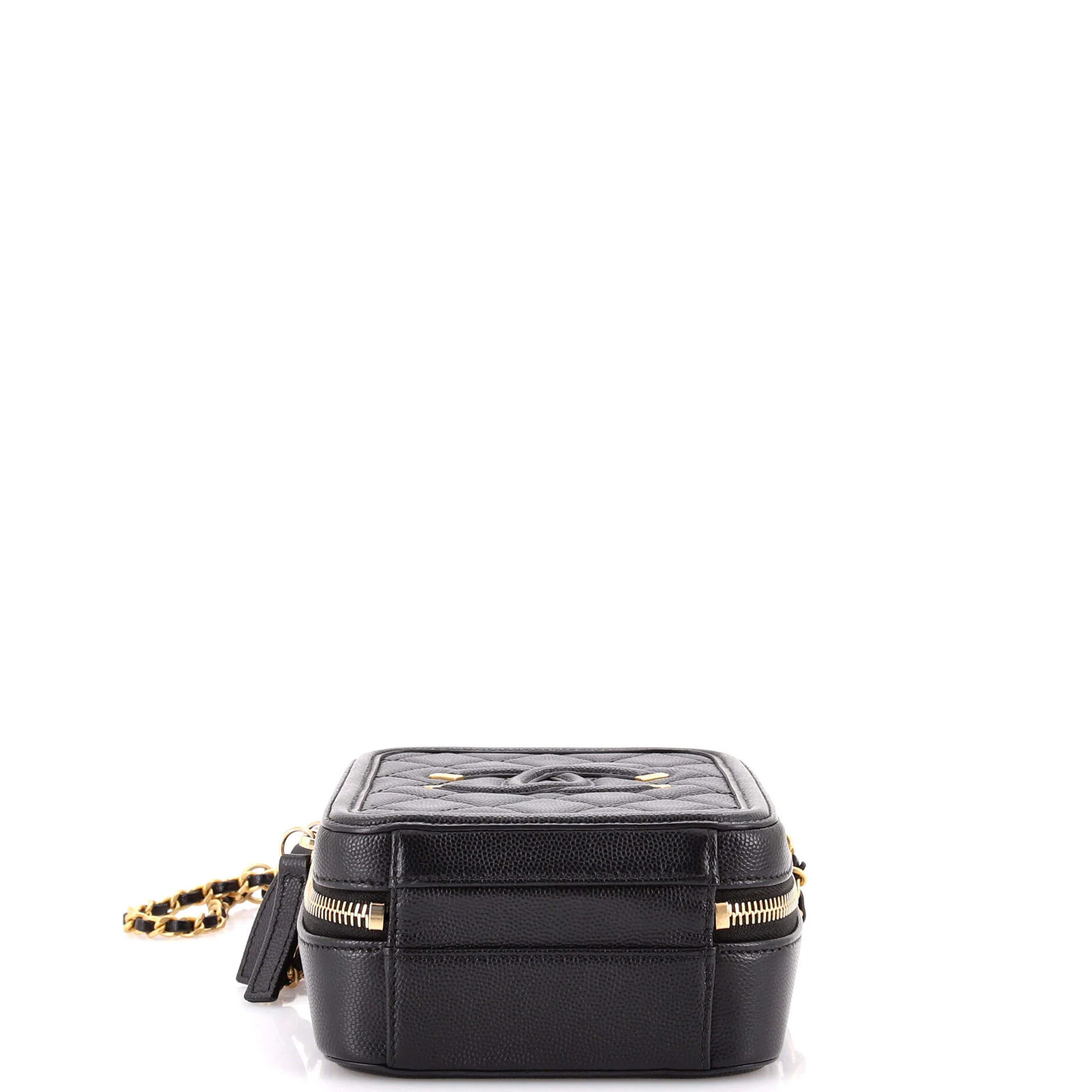Chanel Filigree Vertical Vanity Case Quilted Caviar