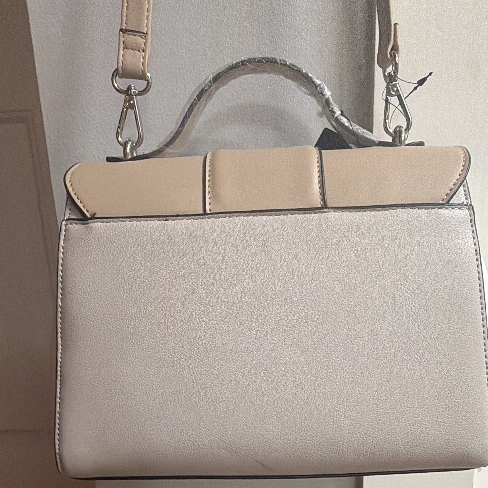 Nine West Beige Medium Satchel Top Handle, Detachable Strap, Chain, Magnetic